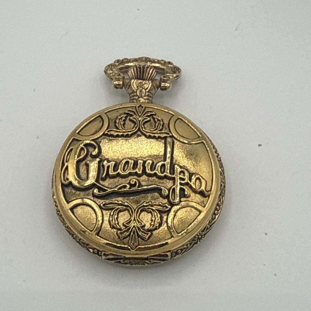 Pocket Watch Grandpa Gold Tone Infinity Quartz Rare Untested Vintage VTG